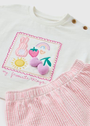 Baby Pink Fruit Stripe Top & Trouser Set (Newborn-23mths)