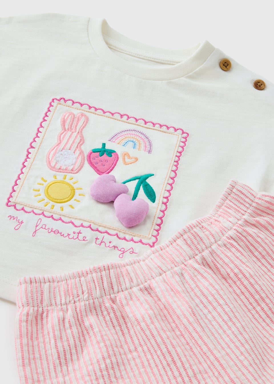 Baby Pink Fruit Stripe Top & Trouser Set (Newborn-23mths)