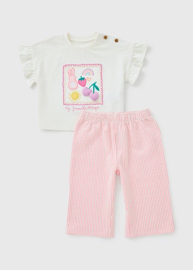 Baby Pink Fruit Stripe Top & Trouser Set (Newborn-23mths)
