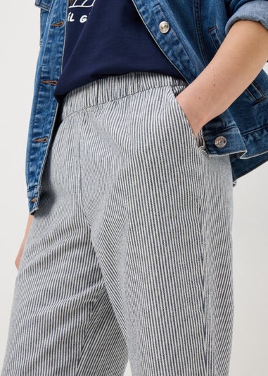 Blue Stripe Pull On Tapered Trousers