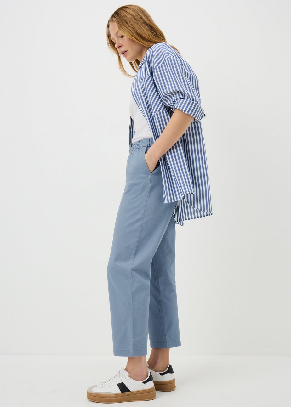 Blue Pull On Tapered Trousers