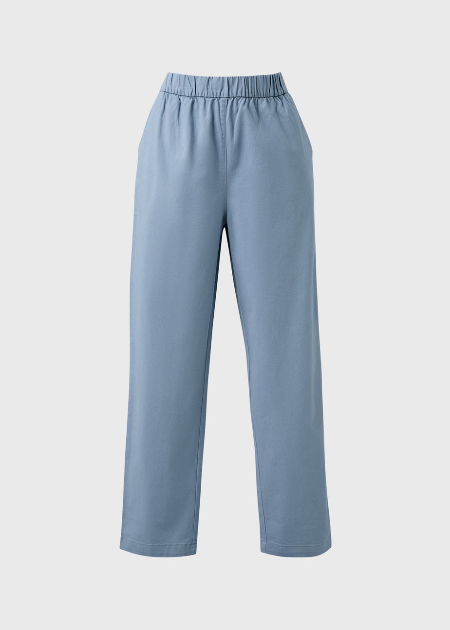 Blue Pull On Tapered Trousers