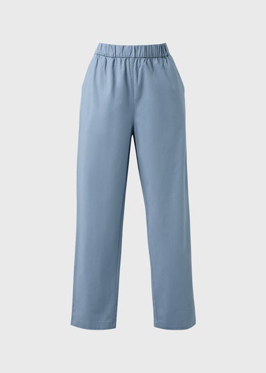 Blue Pull On Tapered Trousers