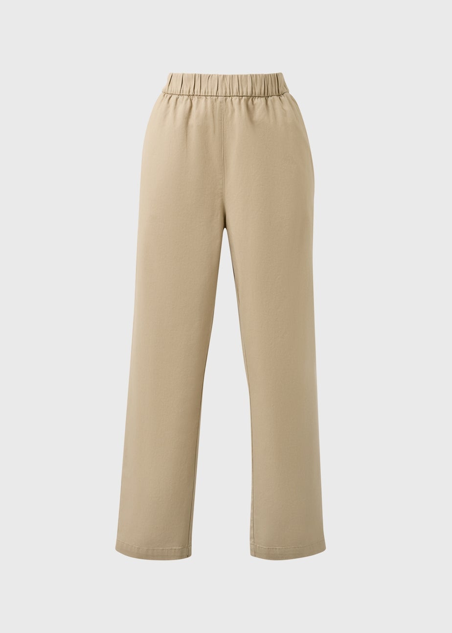 Camel Pull On Tapered Trousers