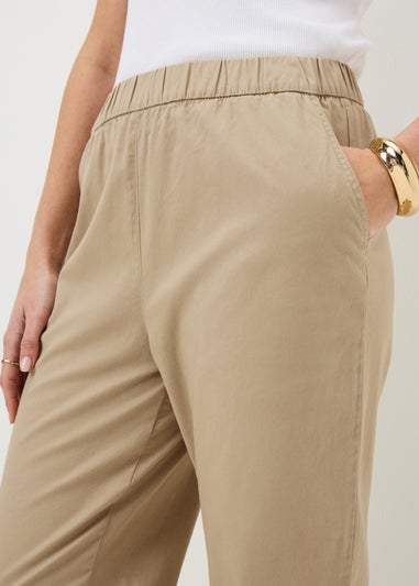 Camel Pull On Tapered Trousers