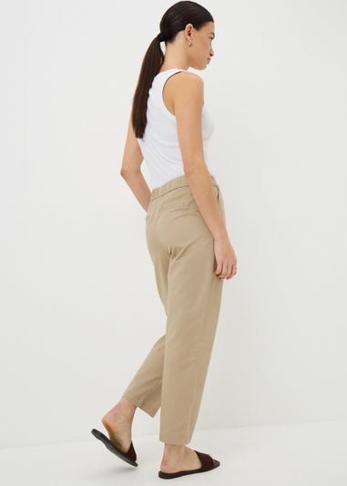 Camel Pull On Tapered Trousers