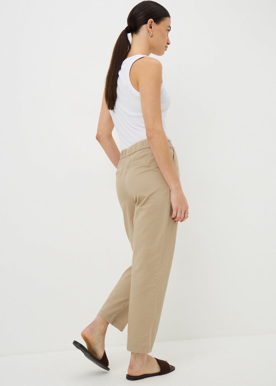 Camel Pull On Tapered Trousers