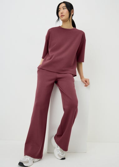 Raspberry Scuba Wide Leg Co Ord Trousers