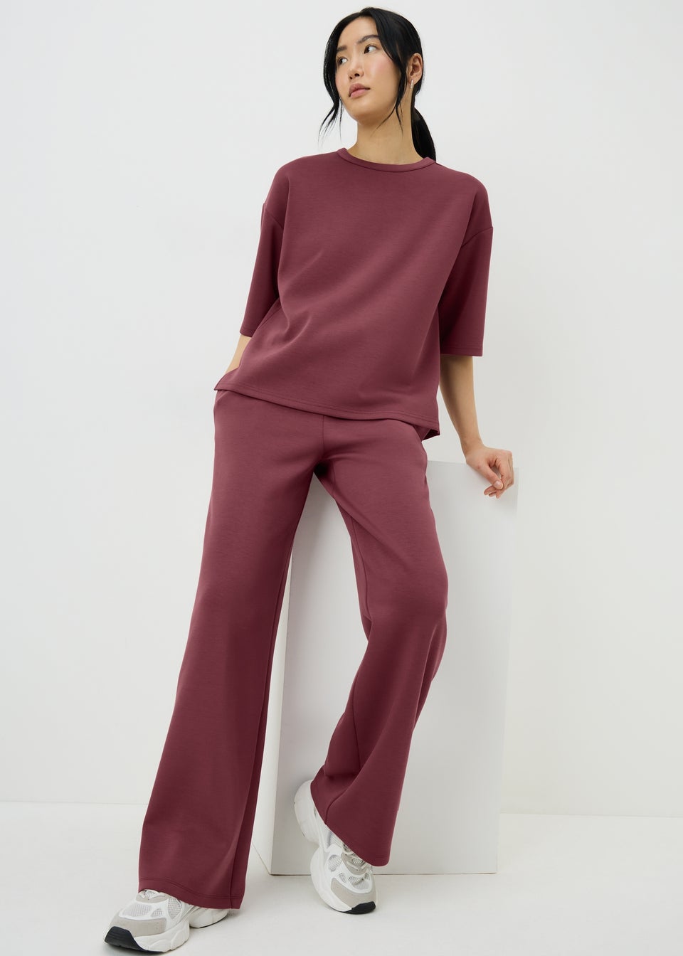 Raspberry Scuba Wide Leg Co Ord Trousers