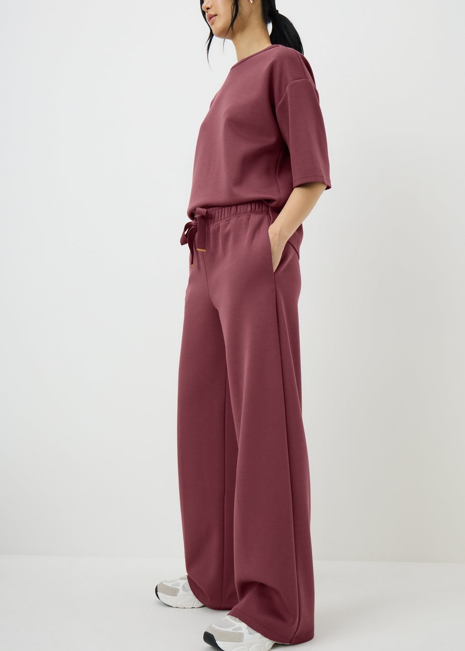 Raspberry Scuba Wide Leg Co Ord Trousers