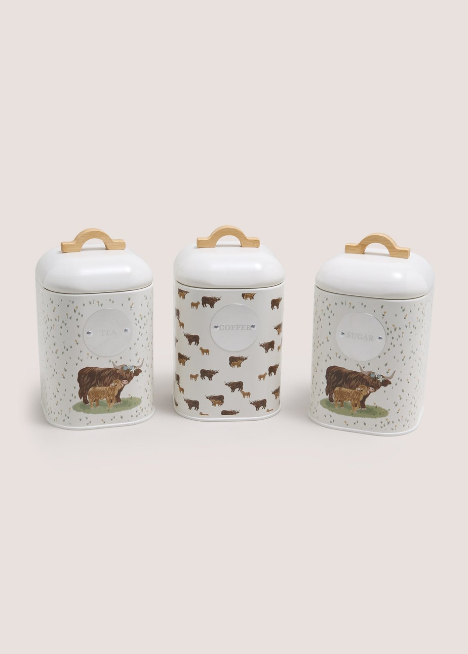 3 Piece Highland Cow Canisters