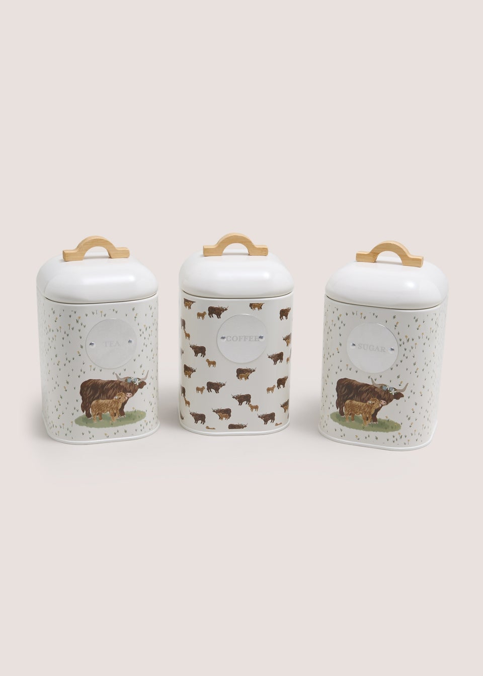 3 Piece Highland Cow Canisters
