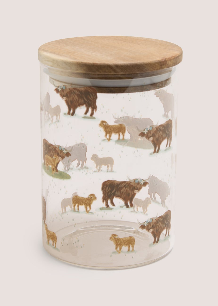 Highland Cow Printed Glass Jar