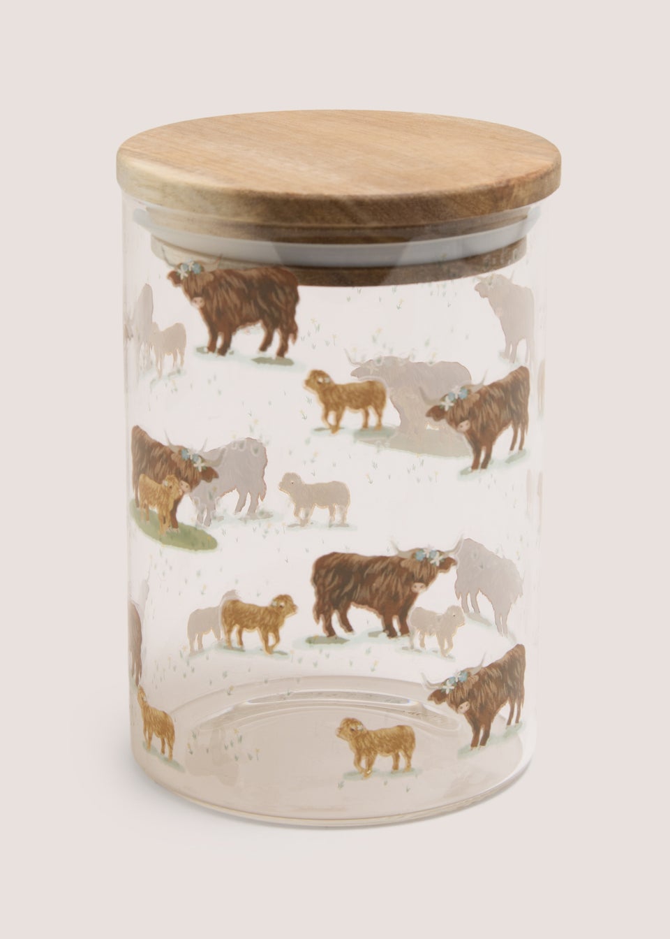 Highland Cow Printed Glass Jar