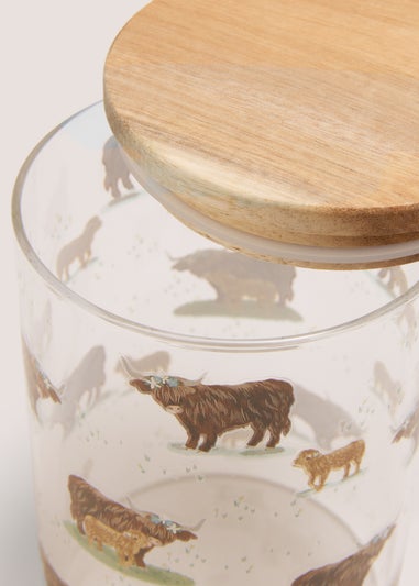 Highland Cow Printed Glass Jar
