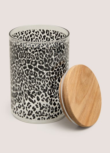 Leopard Print Glass Jar