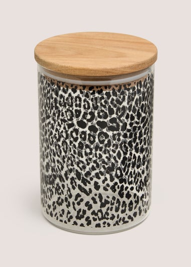 Leopard Print Glass Jar