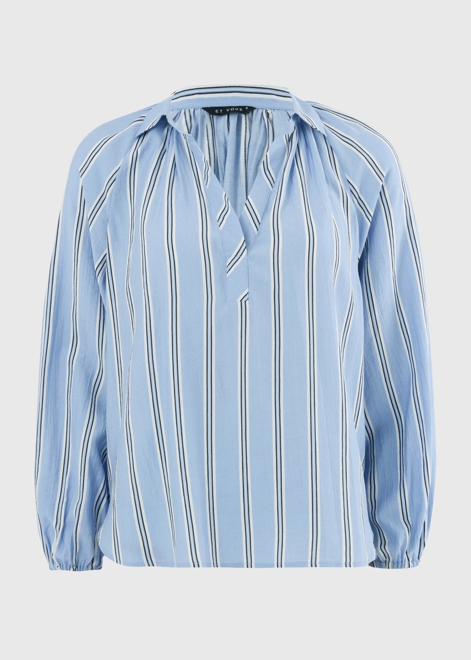 Et Vous Blue Stripe Popover Blouse