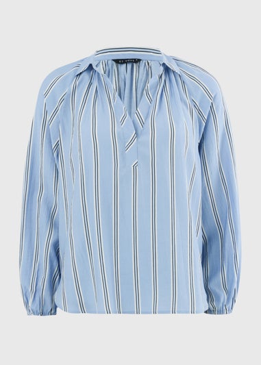 Et Vous Blue Stripe Popover Blouse