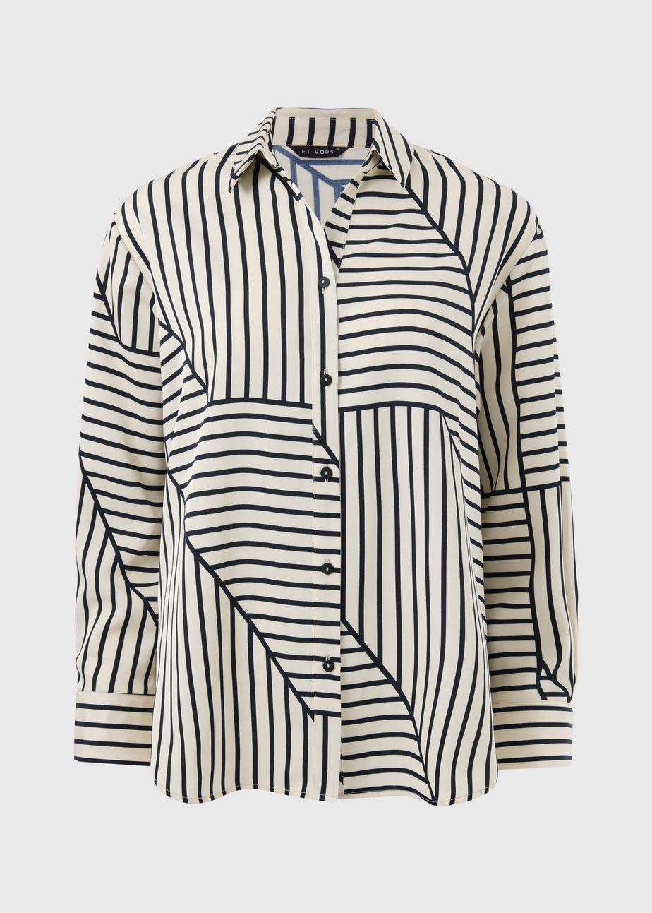 Et Vous Black Stripe Satin Co Ord Shirt