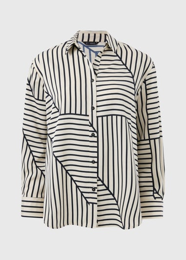 Et Vous Black Stripe Satin Co Ord Shirt