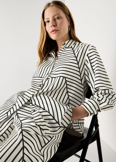 Et Vous Black Stripe Satin Co Ord Shirt