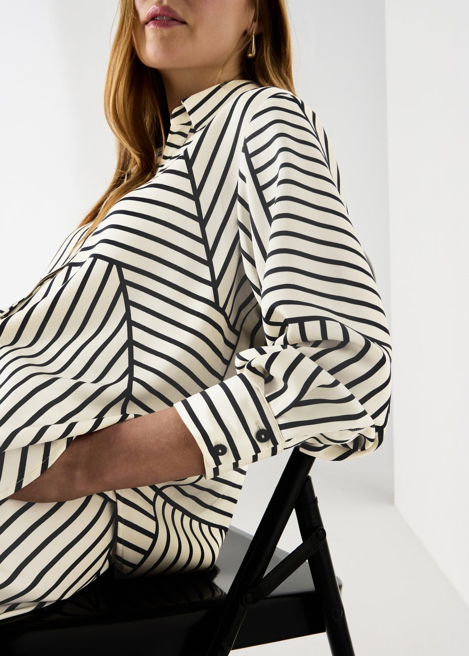 Et Vous Black Stripe Satin Co Ord Shirt