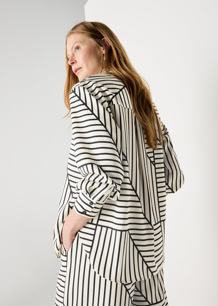 Et Vous Black Stripe Satin Co Ord Shirt