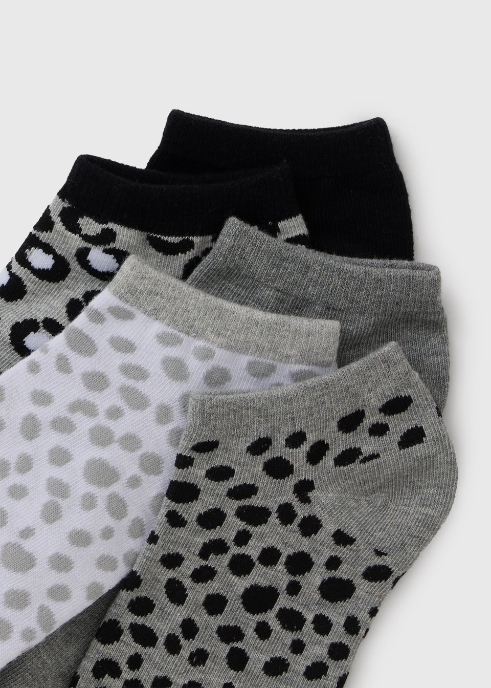 5 Pack Mono Animal Print Trainer Socks