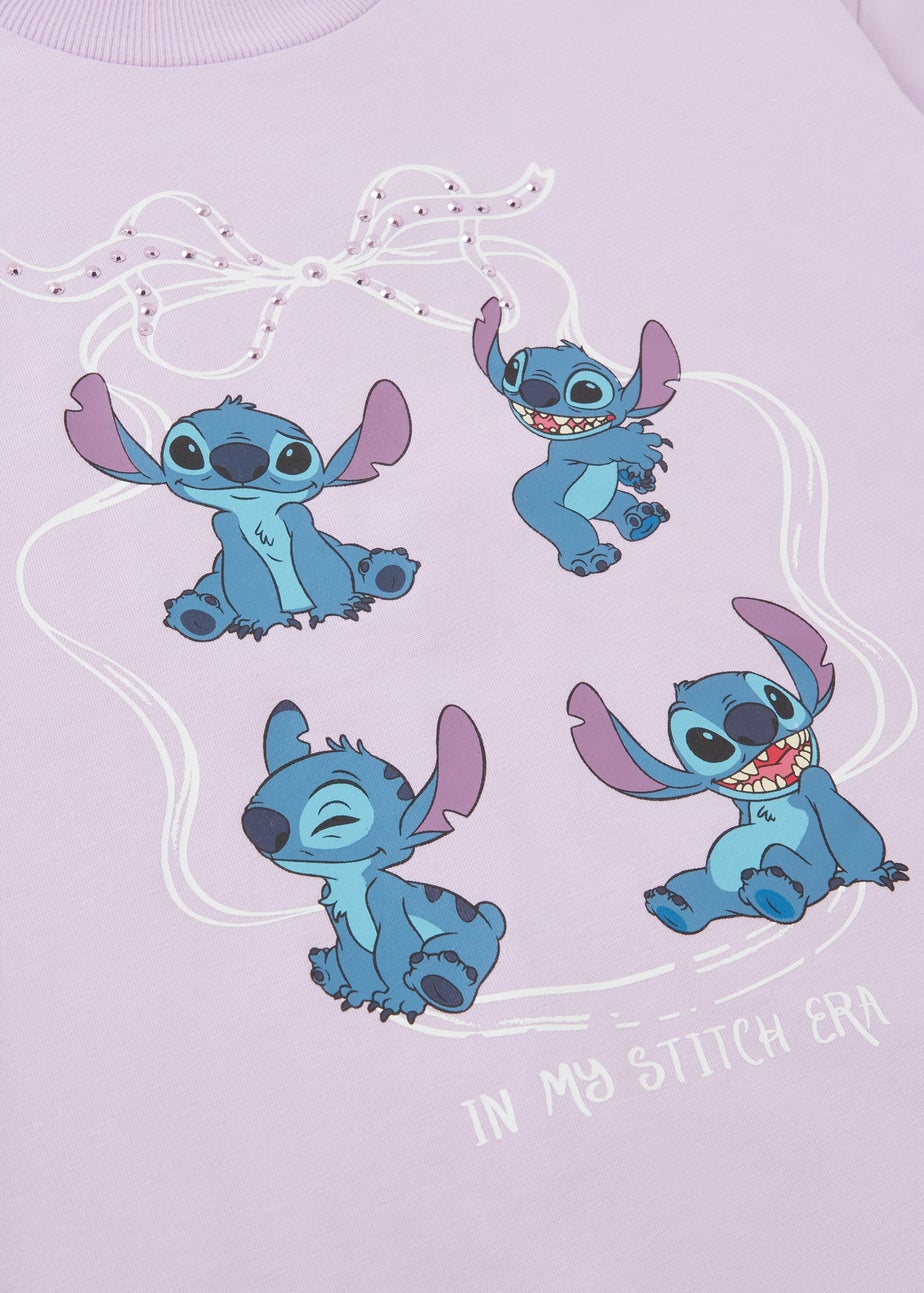 Disney Girls Pink Stitch Diamante T-Shirt (4-13yrs)
