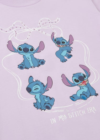Disney Girls Pink Stitch Diamante T-Shirt (4-13yrs)