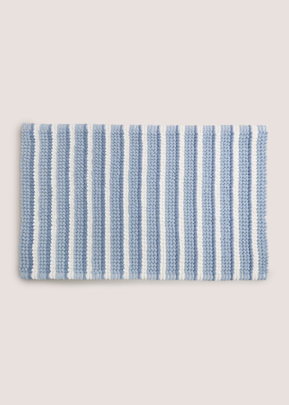 Blue Striped Bath Mat
