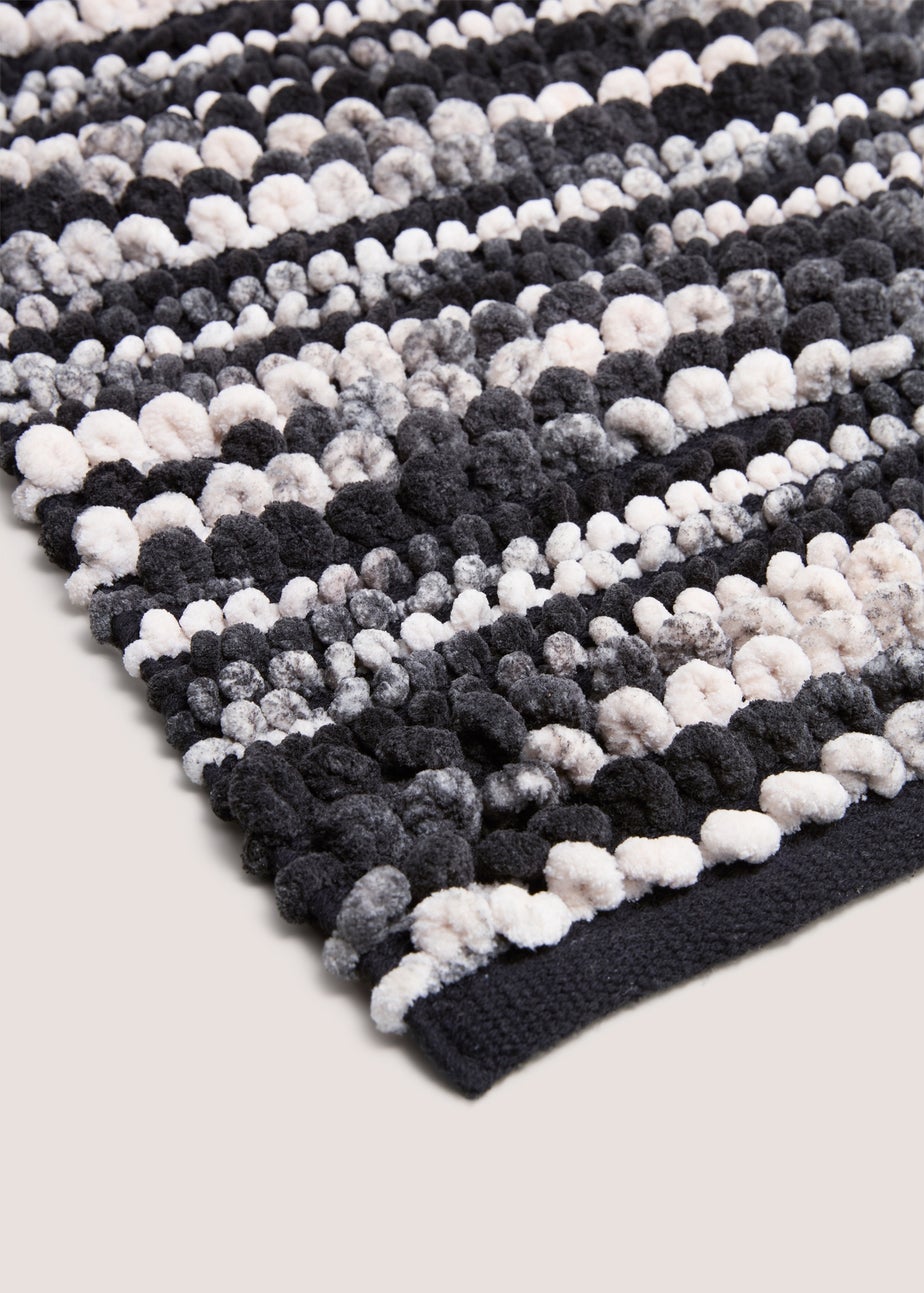 Black & White Chenille Bath Mat