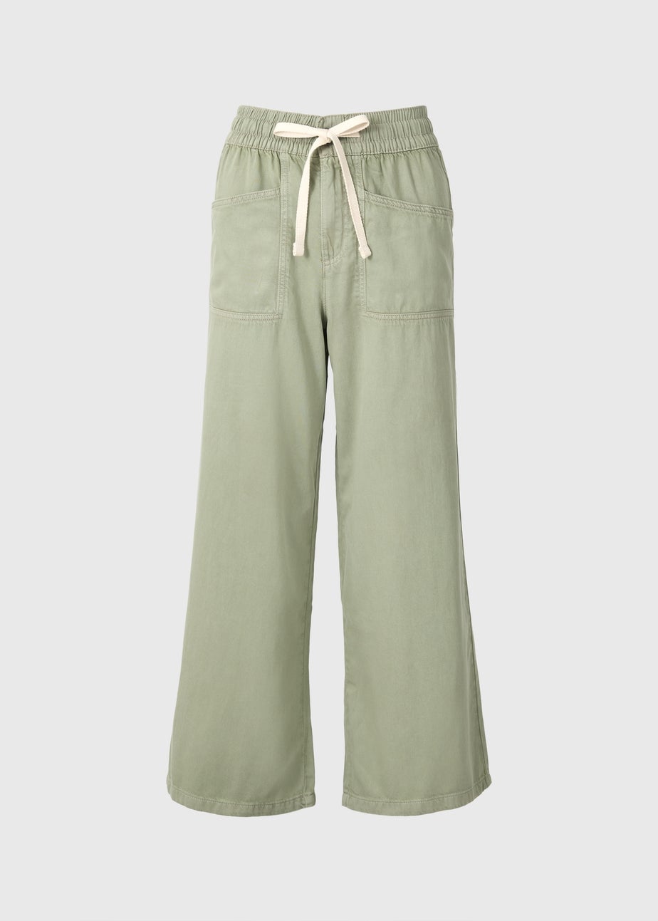 Sage Green Utility Wide Leg Trousers