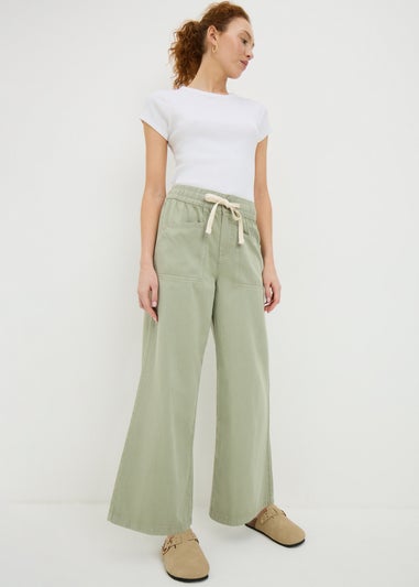 Sage Green Utility Wide Leg Trousers
