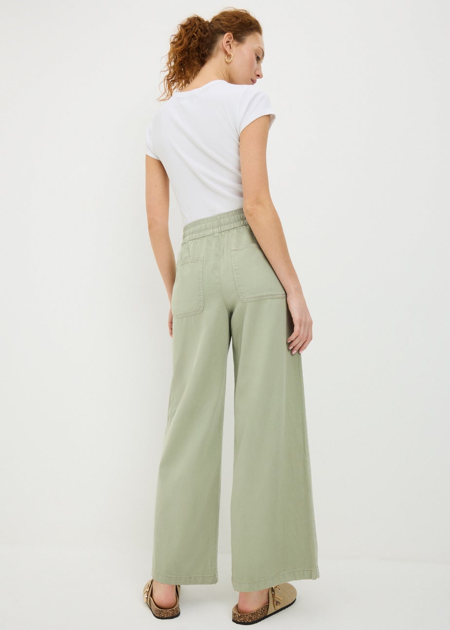 Sage Green Utility Wide Leg Trousers