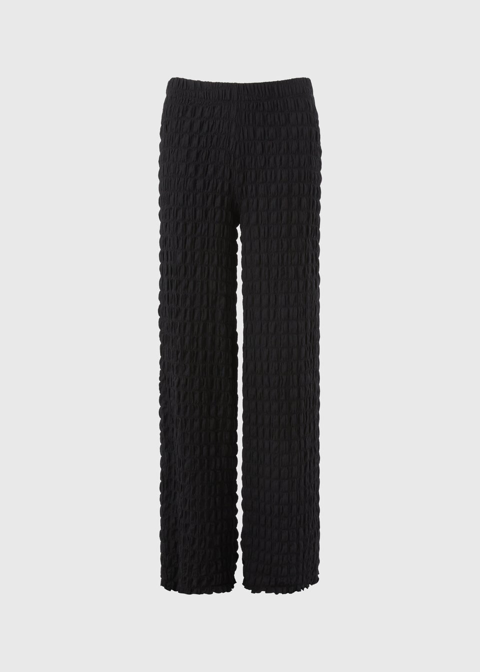 Black Bubble Textured Wide Leg Co Ord Trousers