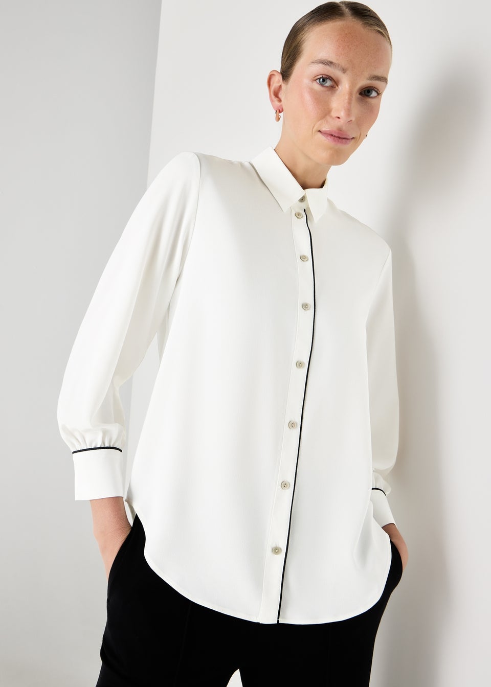 Et Vous Cream Piped Shirt