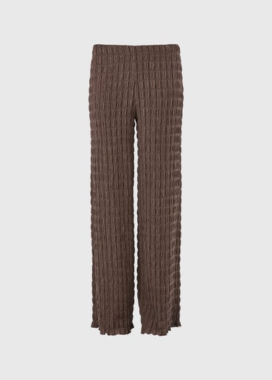 Chocolate Brown Bubble Texture Co-Ord Trousers
