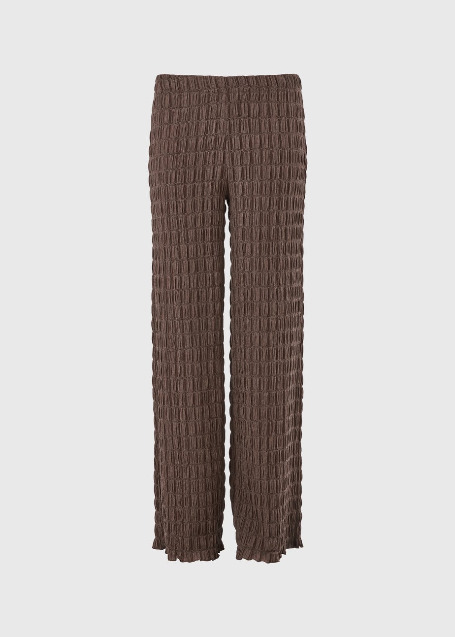 Chocolate Brown Bubble Texture Co-Ord Trousers