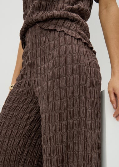 Chocolate Brown Bubble Texture Co-Ord Trousers