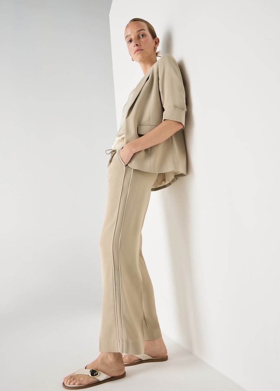 Et Vous Camel Side Stripe Straight Trousers