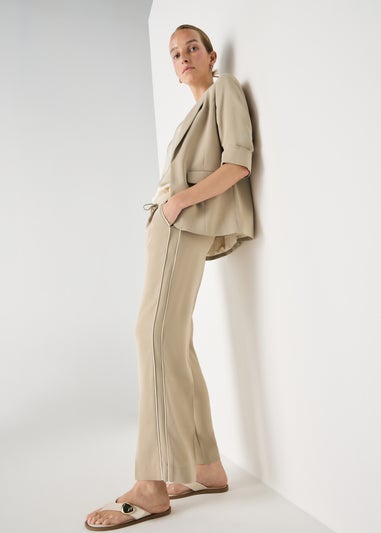 Et Vous Camel Side Stripe Straight Trousers