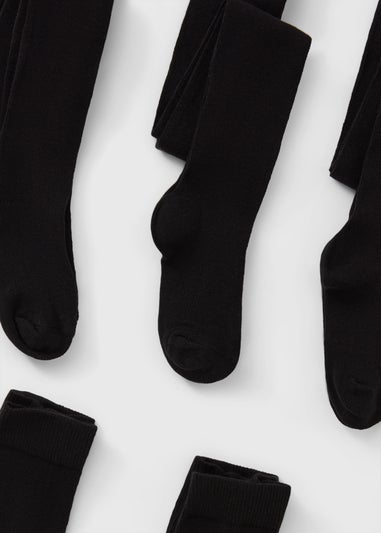 5 Pack Girls Black Soft Tights (2-13yrs)