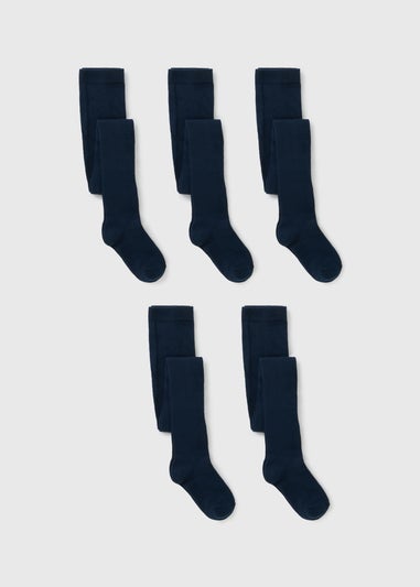 5 Pack Girls Navy Soft Tights (2-13yrs)