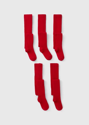 5 Pack Girls Red Soft Tights (2-11yrs)