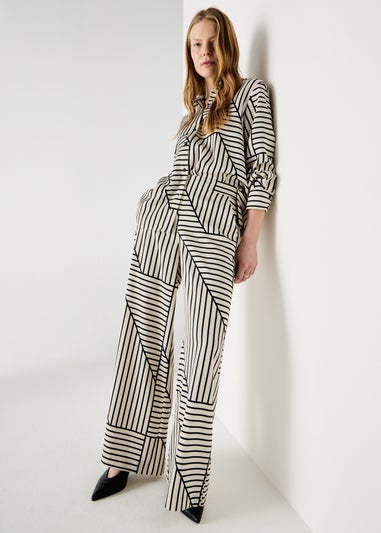 Et Vous Black Stripe Satin Wide Leg Co Ord Trousers