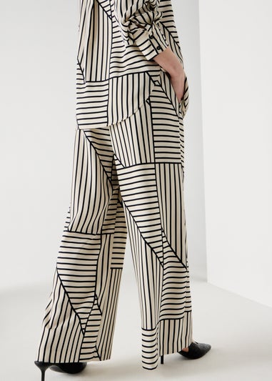 Et Vous Black Stripe Satin Wide Leg Co Ord Trousers