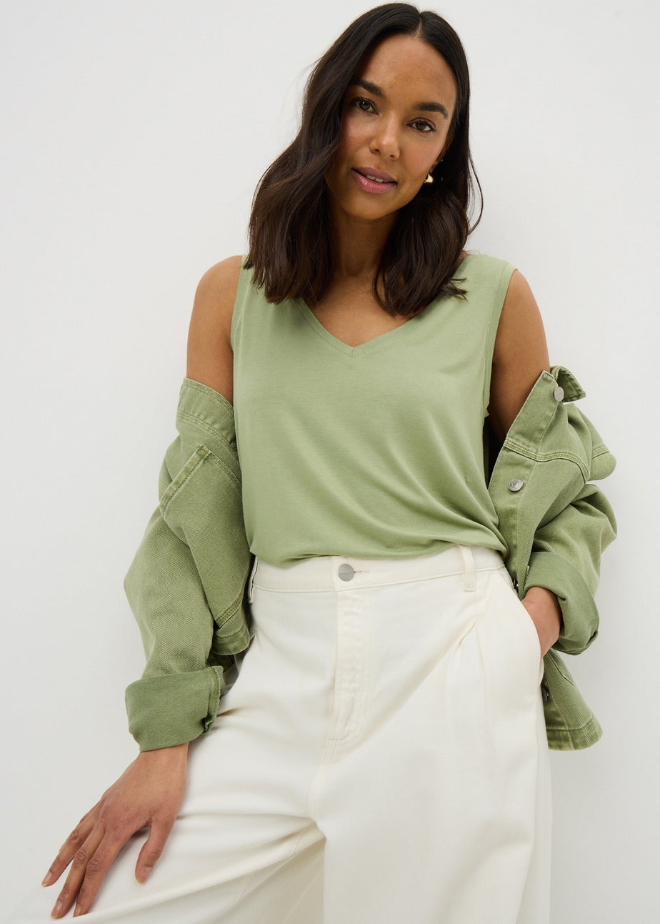 Green V-Neck Vest Top