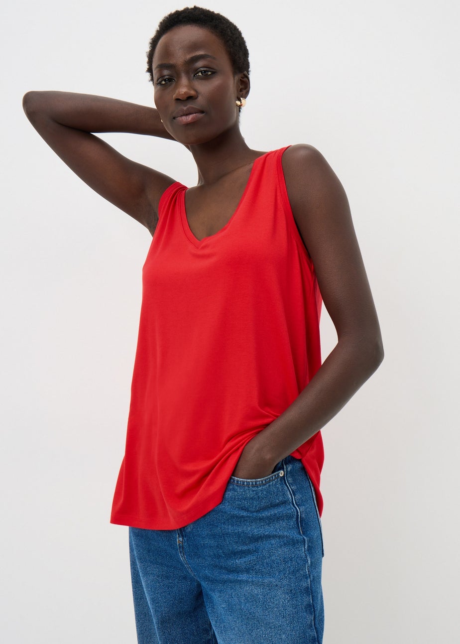 Red V-Neck Vest Top
